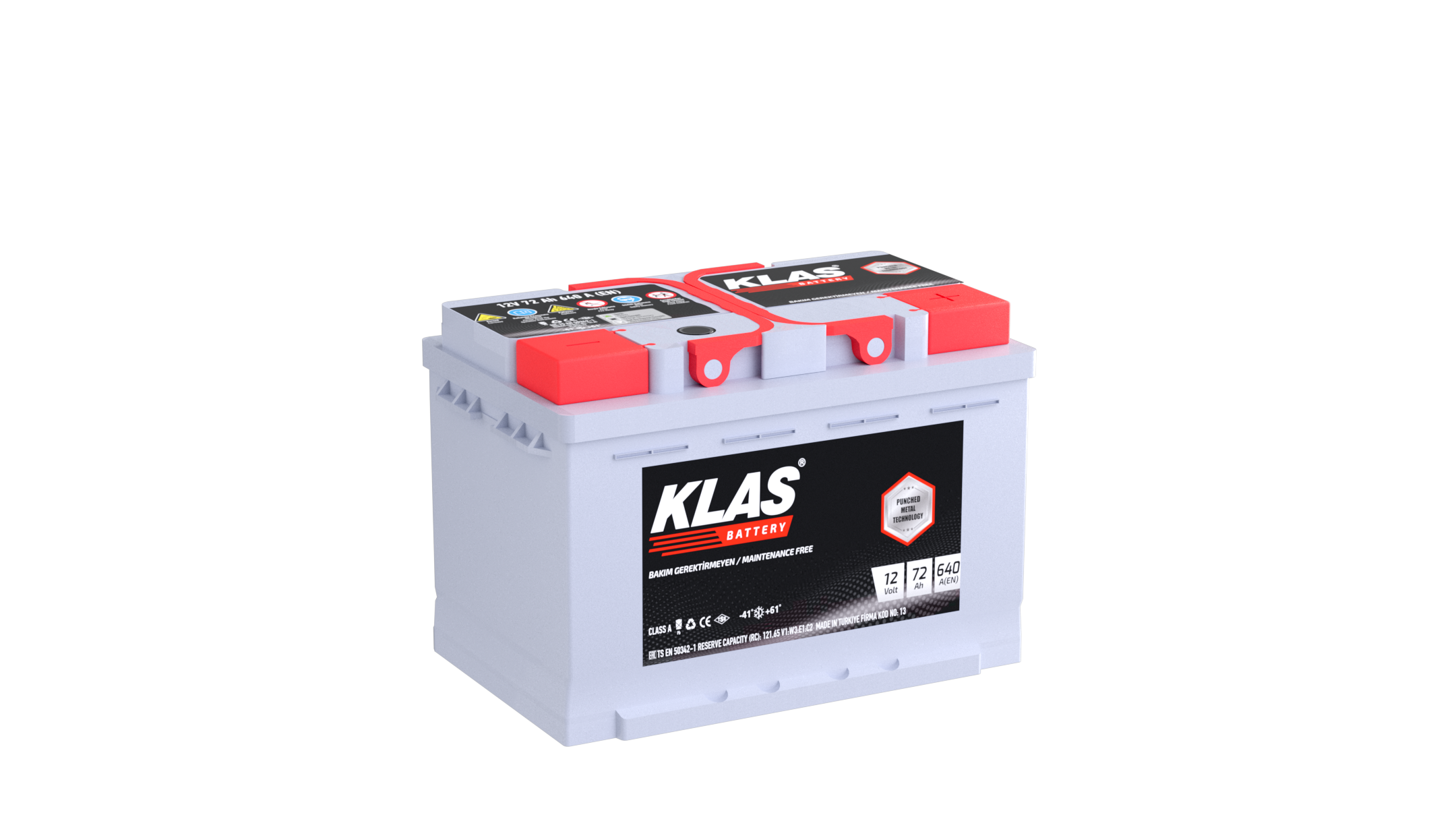 Klas Batteries 12V 72 Ah - European (DIN) Model Batteries - Products -  Bülbül Battery Inc.
